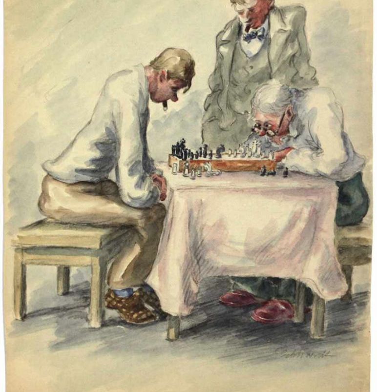 A Chess Match Painting by Our Originals Reproduction
